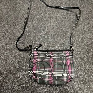 Coach Black and Pink Crossbody Bag with Geometric Design